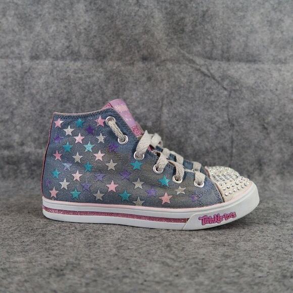 Skechers Shoes Kids 2 Sneakers Twinkle Toes High Top Active Stars Light Up Girls - Picture 2 of 14